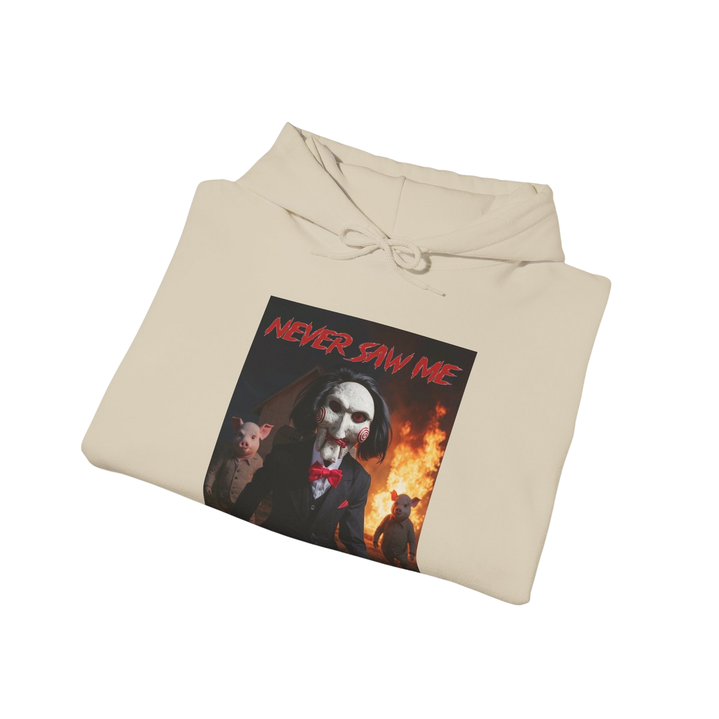 Never Saw Me Hooded Sweatshirt with Horror Design - Unisex Apparel