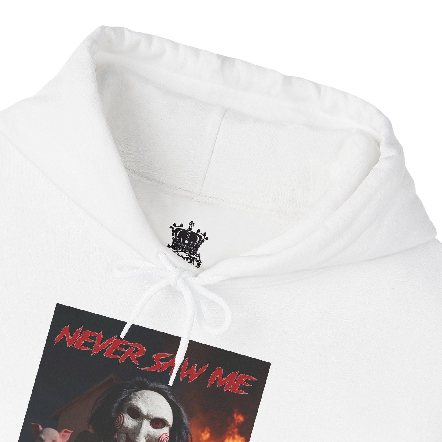 Never Saw Me Hooded Sweatshirt with Horror Design - Unisex Apparel
