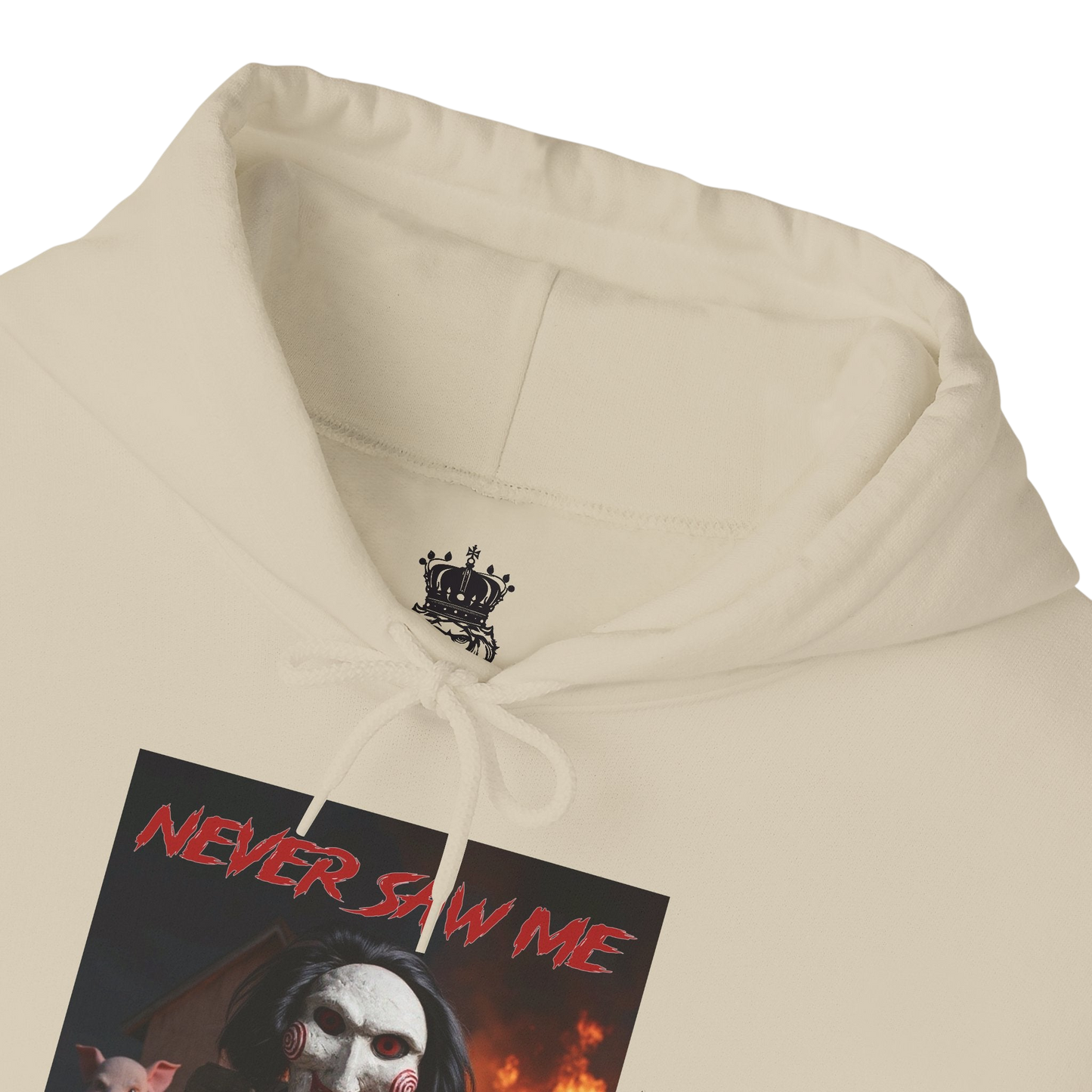Never Saw Me Hooded Sweatshirt with Horror Design - Unisex Apparel