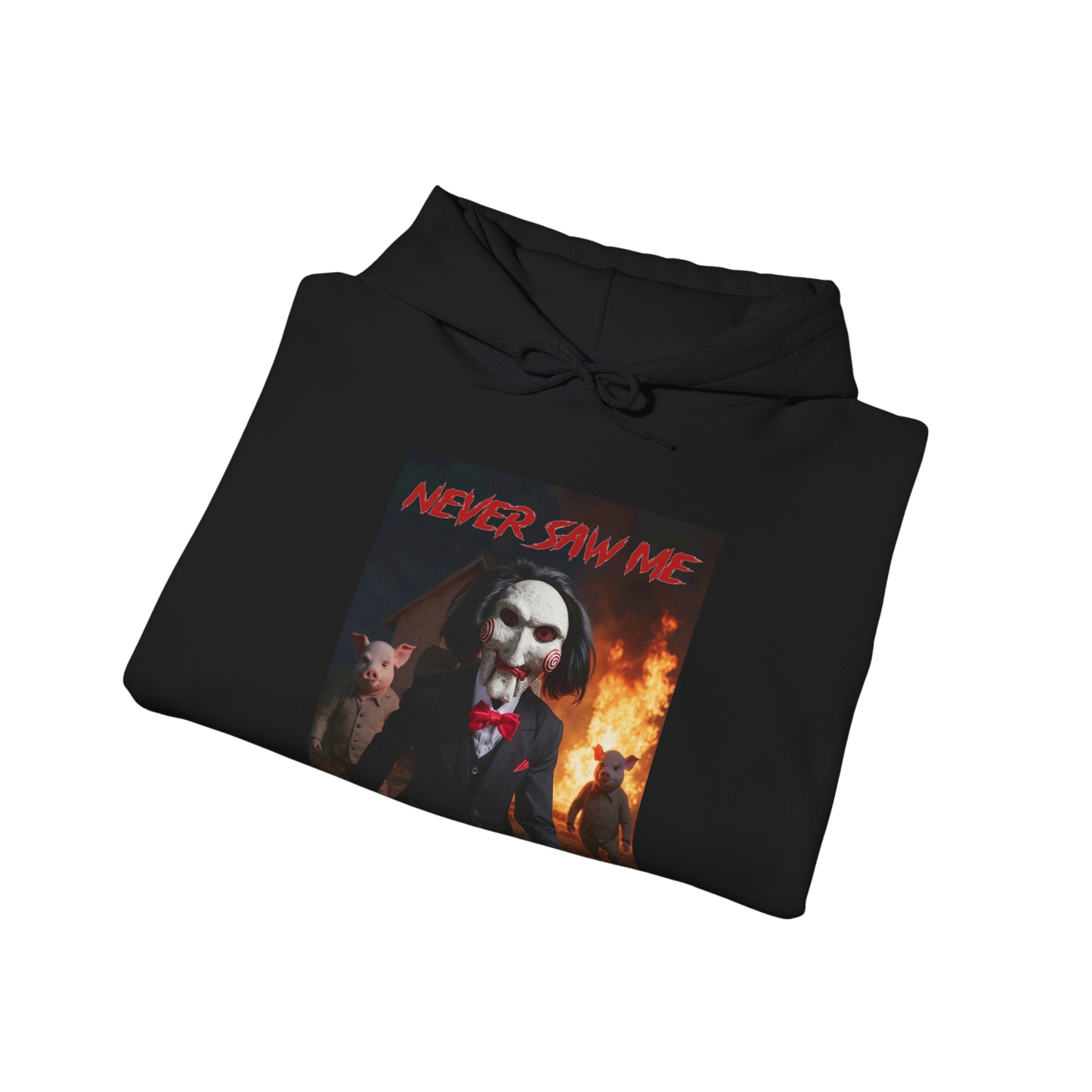 Never Saw Me Hooded Sweatshirt with Horror Design - Unisex Apparel