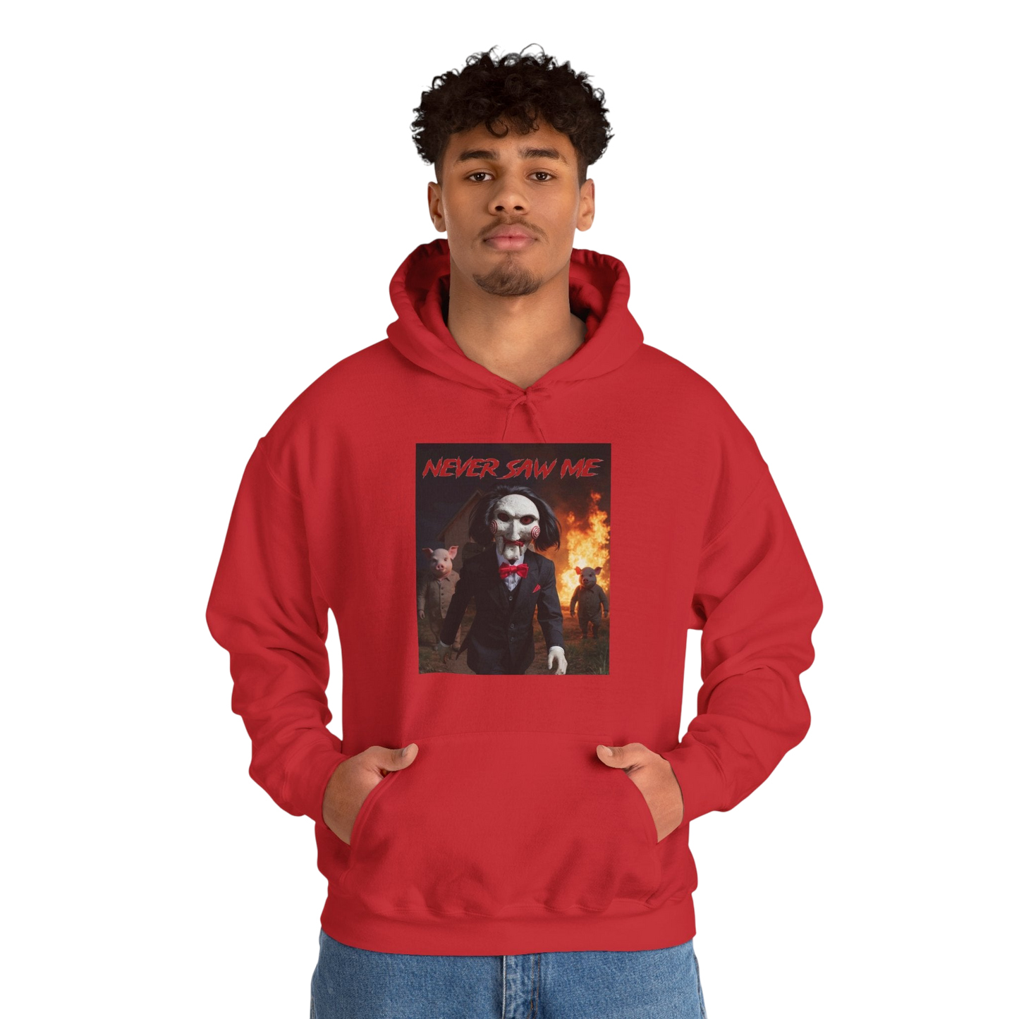 Never Saw Me Hooded Sweatshirt with Horror Design - Unisex Apparel