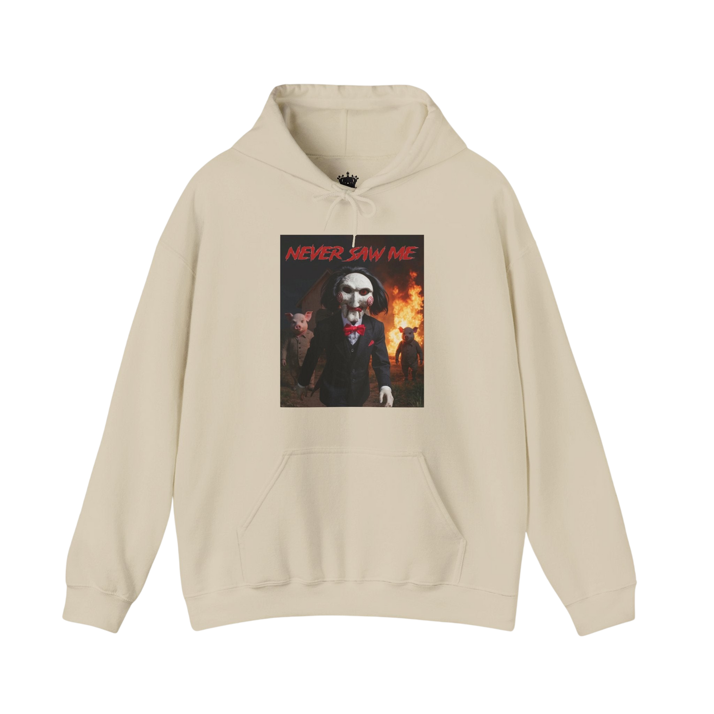 Never Saw Me Hooded Sweatshirt with Horror Design - Unisex Apparel