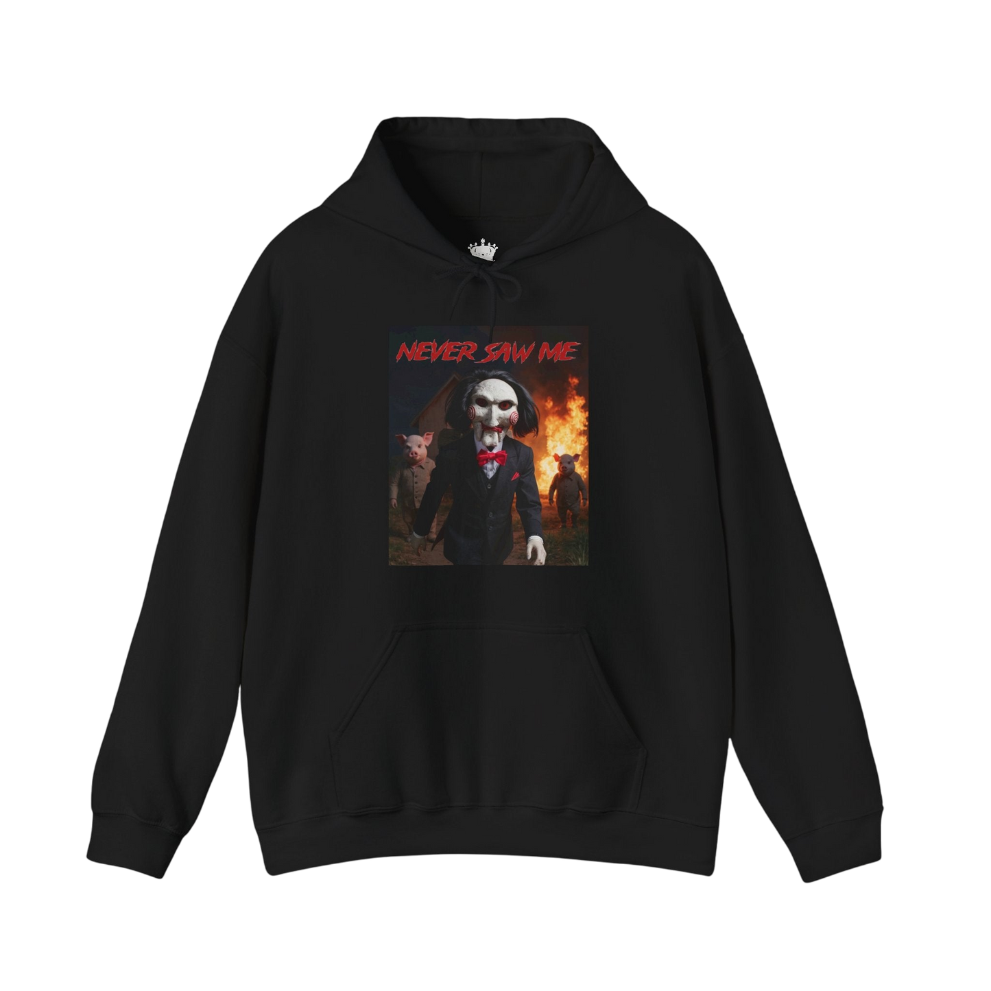 Never Saw Me Hooded Sweatshirt with Horror Design - Unisex Apparel