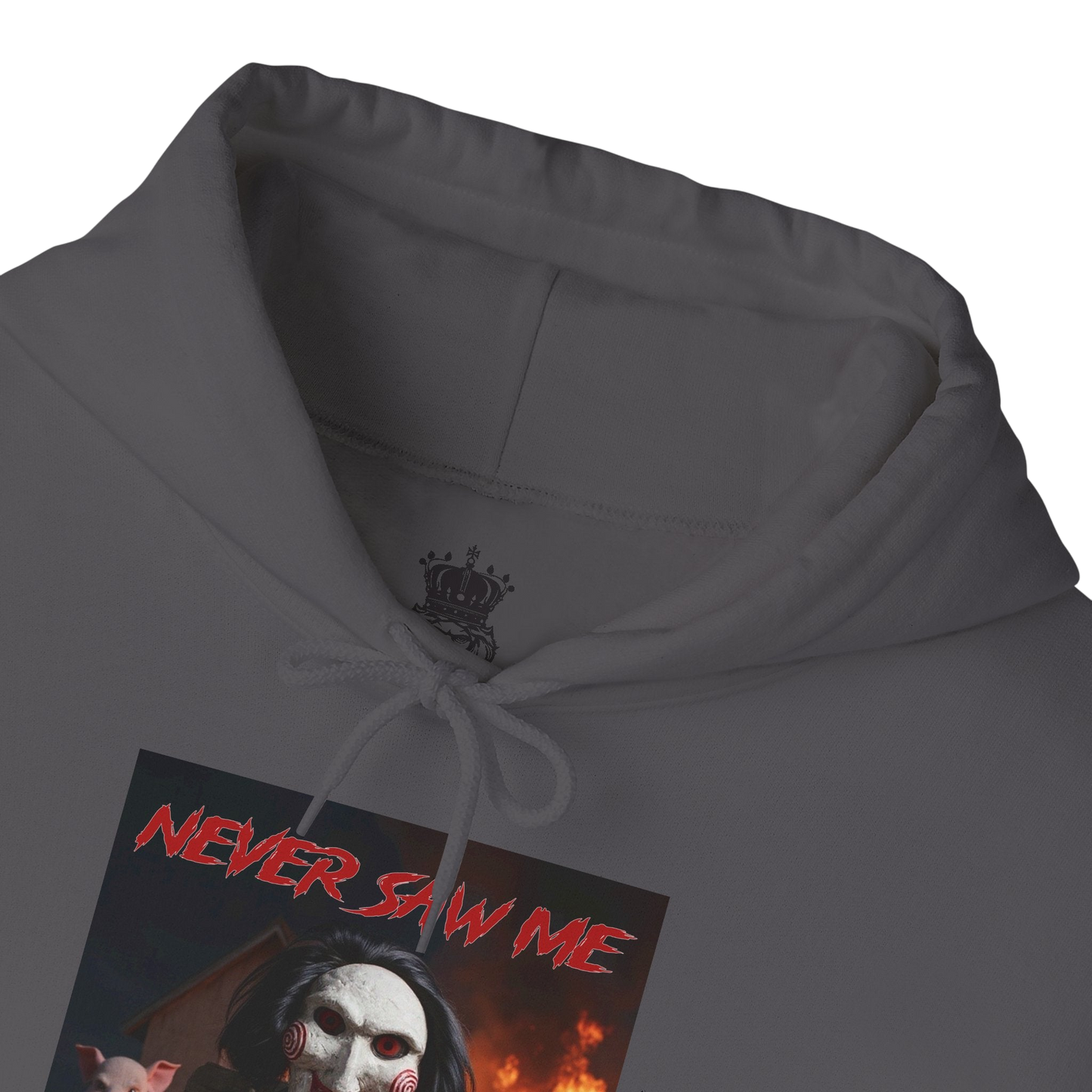 Never Saw Me Hooded Sweatshirt with Horror Design - Unisex Apparel
