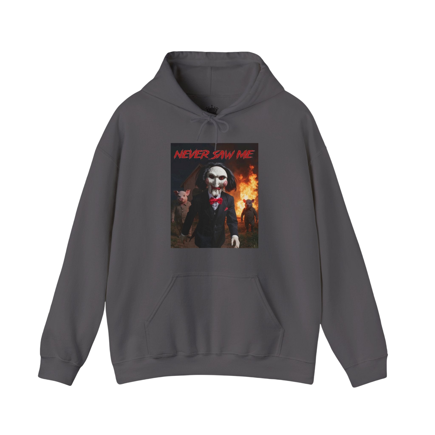 Never Saw Me Hooded Sweatshirt with Horror Design - Unisex Apparel