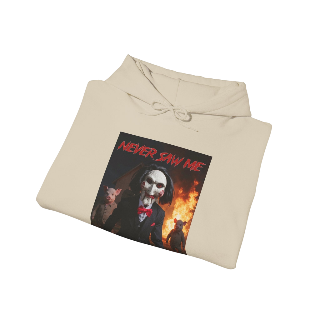 Never Saw Me Hooded Sweatshirt with Horror Design - Unisex Apparel