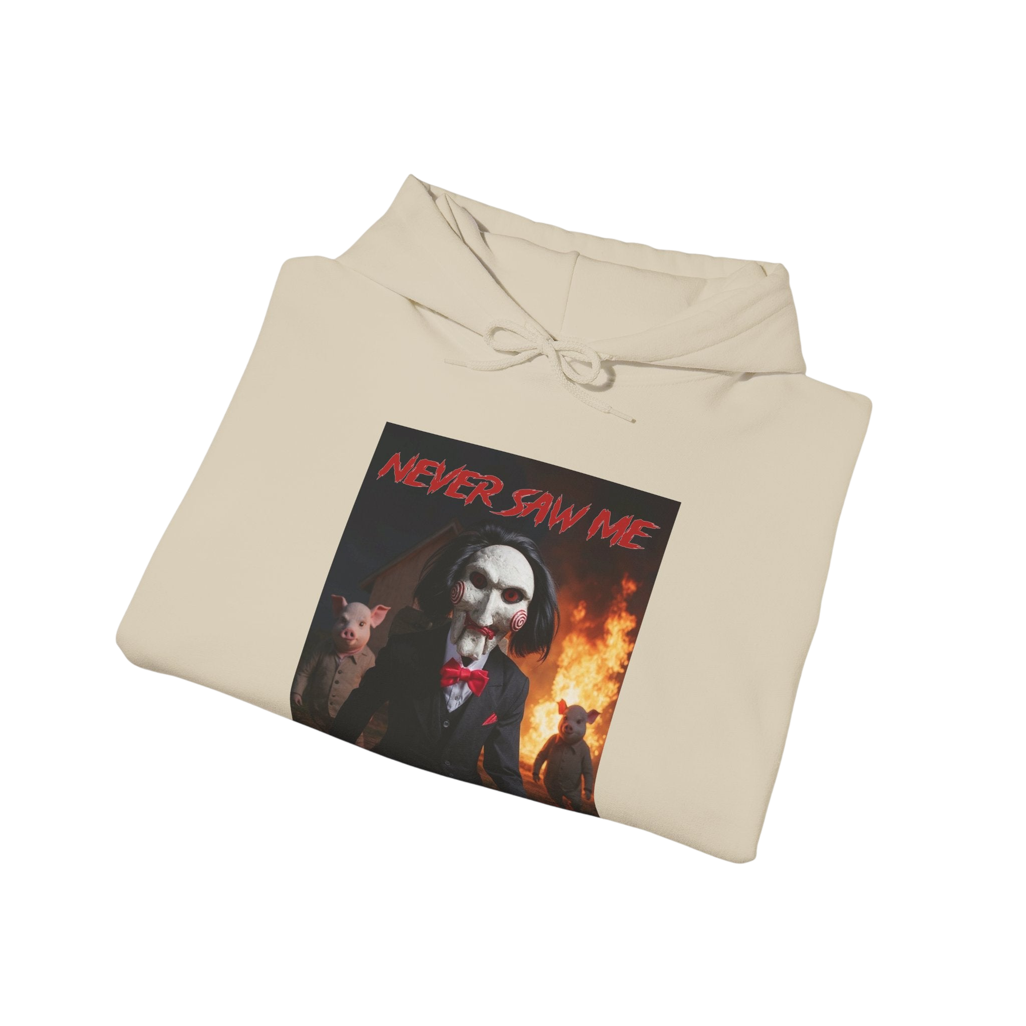 Never Saw Me Hooded Sweatshirt with Horror Design - Unisex Apparel