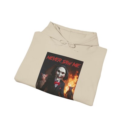 Never Saw Me Hooded Sweatshirt with Horror Design - Unisex Apparel