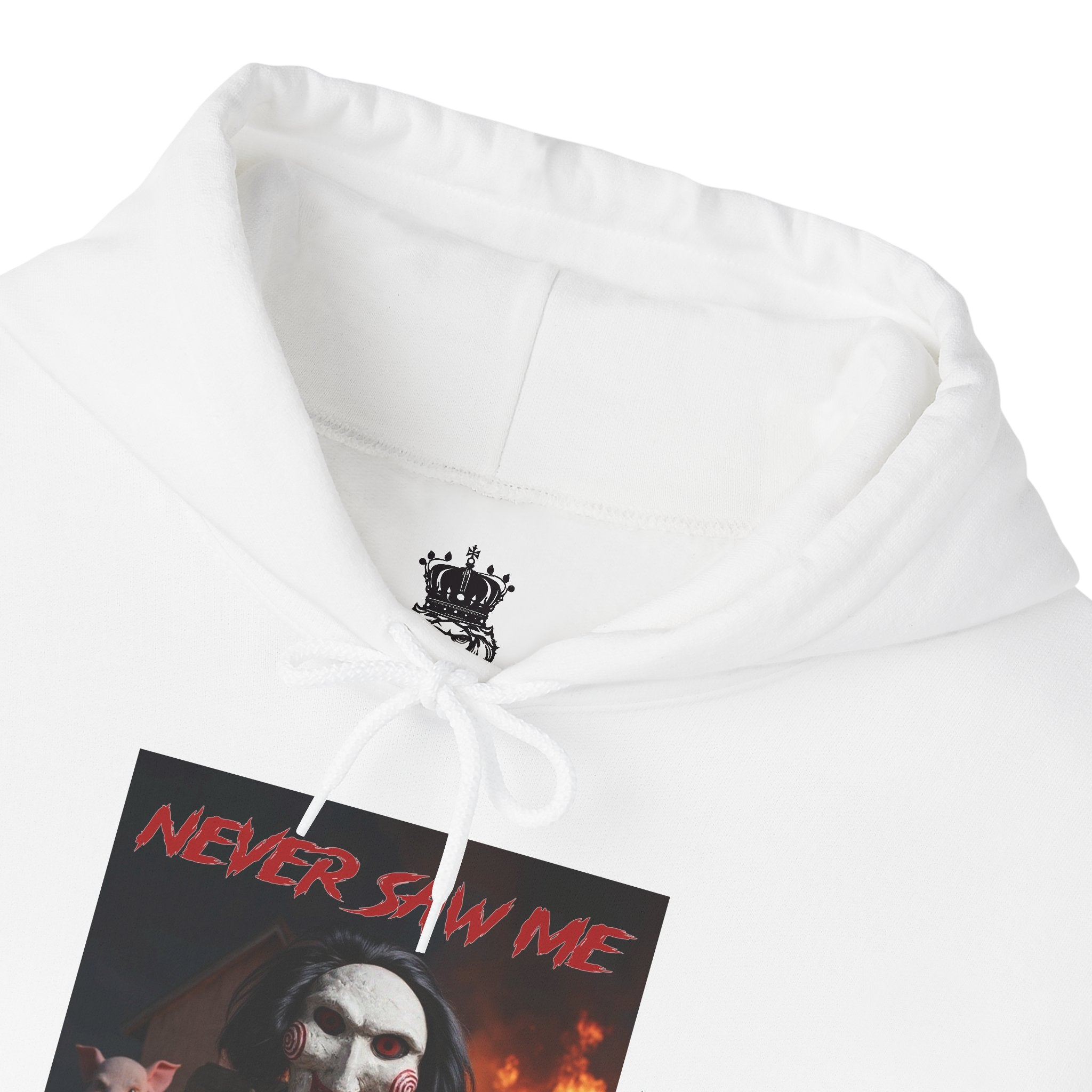 Never Saw Me Hooded Sweatshirt with Horror Design - Unisex Apparel
