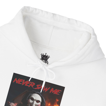 Never Saw Me Hooded Sweatshirt with Horror Design - Unisex Apparel