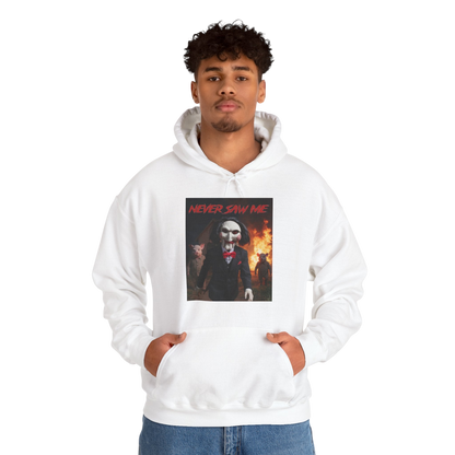 Never Saw Me Hooded Sweatshirt with Horror Design - Unisex Apparel
