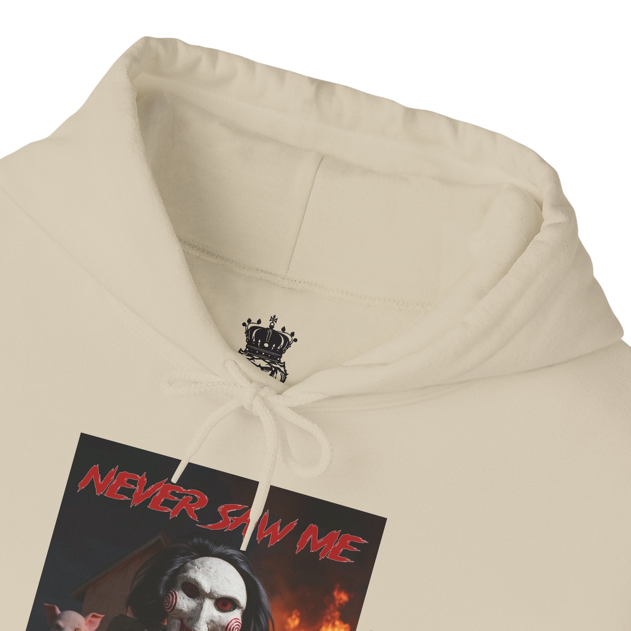 Never Saw Me Hooded Sweatshirt with Horror Design - Unisex Apparel