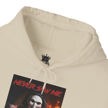 Never Saw Me Hooded Sweatshirt with Horror Design - Unisex Apparel