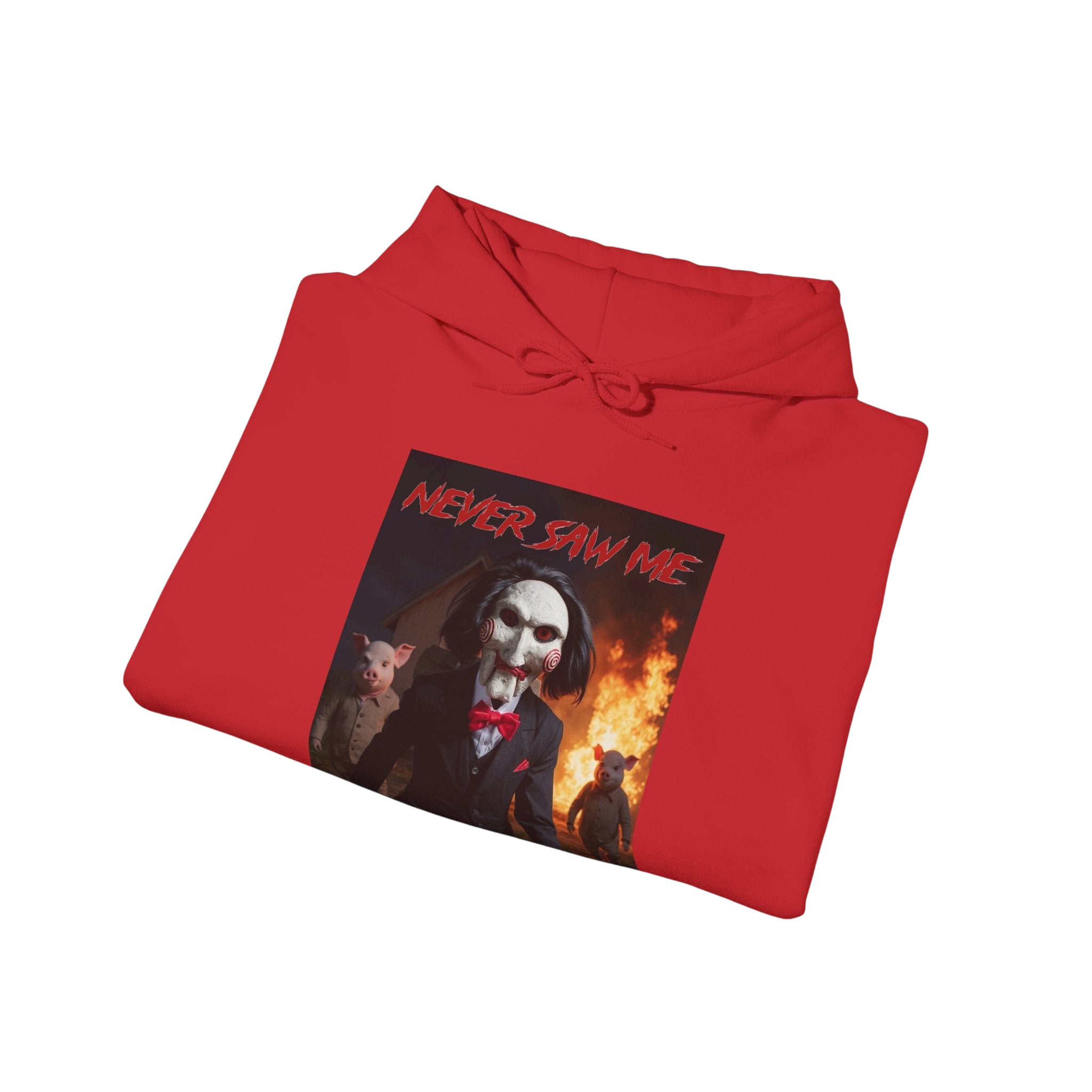 Never Saw Me Hooded Sweatshirt with Horror Design - Unisex Apparel