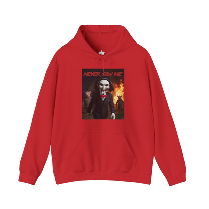 Never Saw Me Hooded Sweatshirt with Horror Design - Unisex Apparel