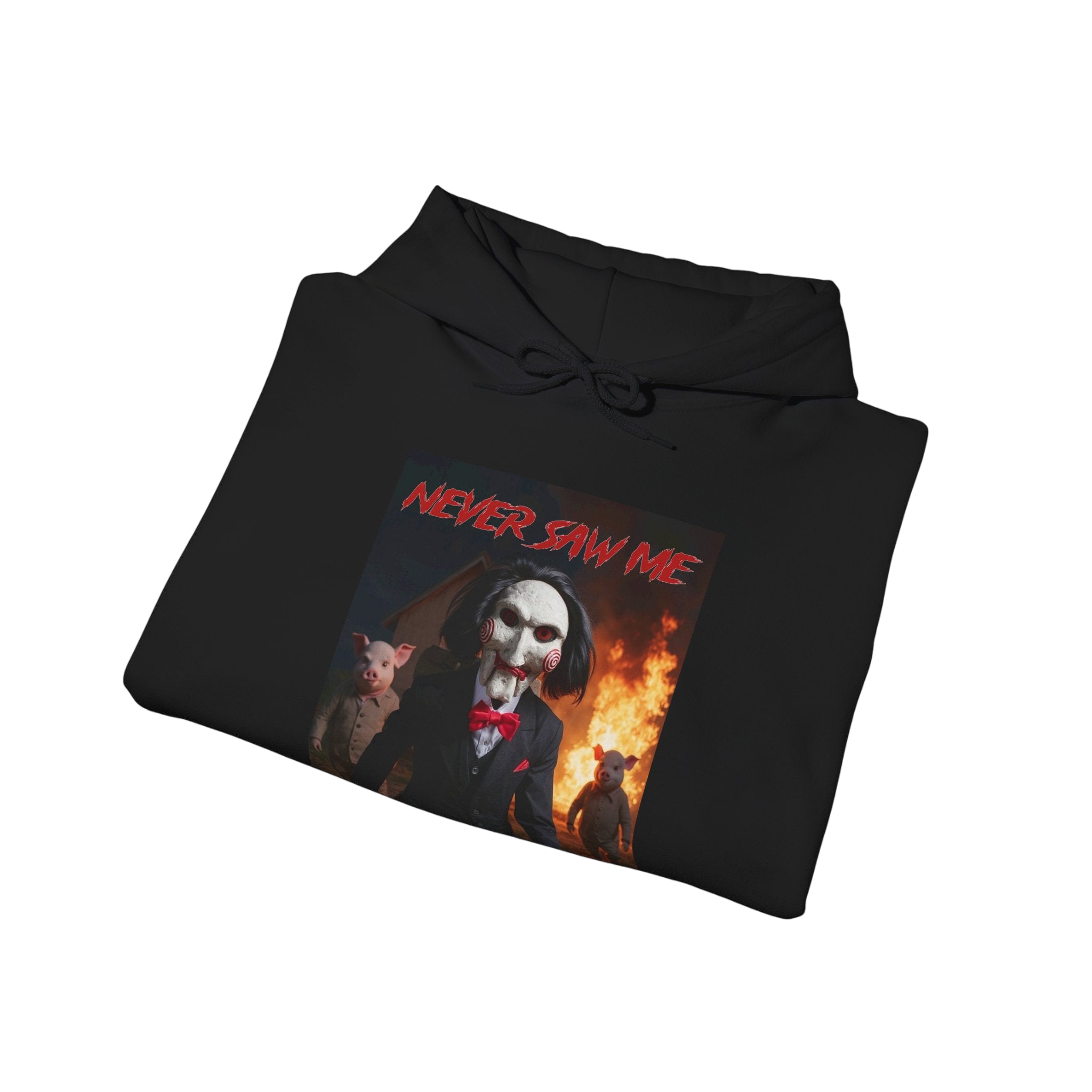 Never Saw Me Hooded Sweatshirt with Horror Design - Unisex Apparel