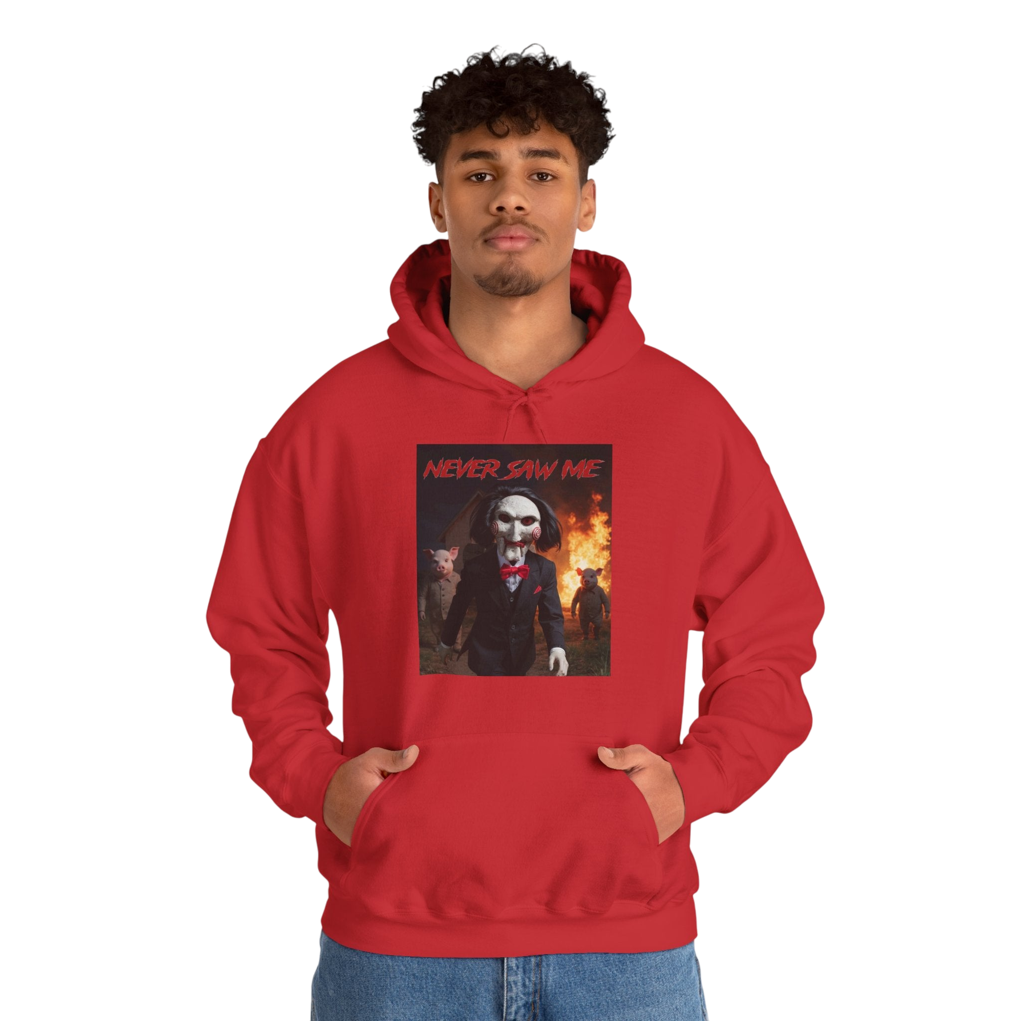 Never Saw Me Hooded Sweatshirt with Horror Design - Unisex Apparel