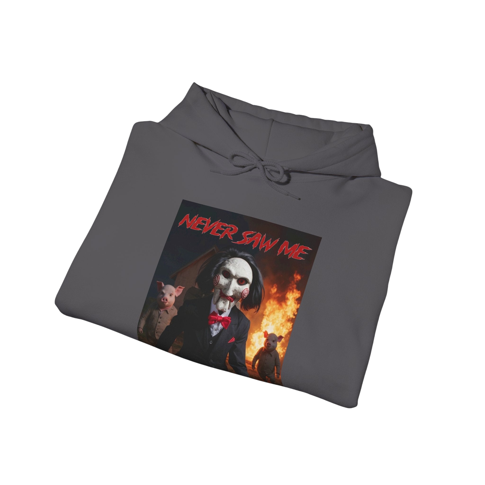 Never Saw Me Hooded Sweatshirt with Horror Design - Unisex Apparel