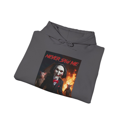 Never Saw Me Hooded Sweatshirt with Horror Design - Unisex Apparel