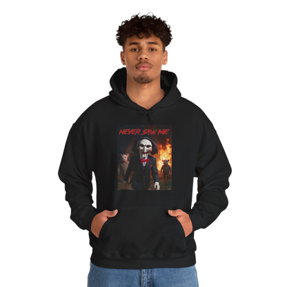Never Saw Me Hooded Sweatshirt with Horror Design - Unisex Apparel
