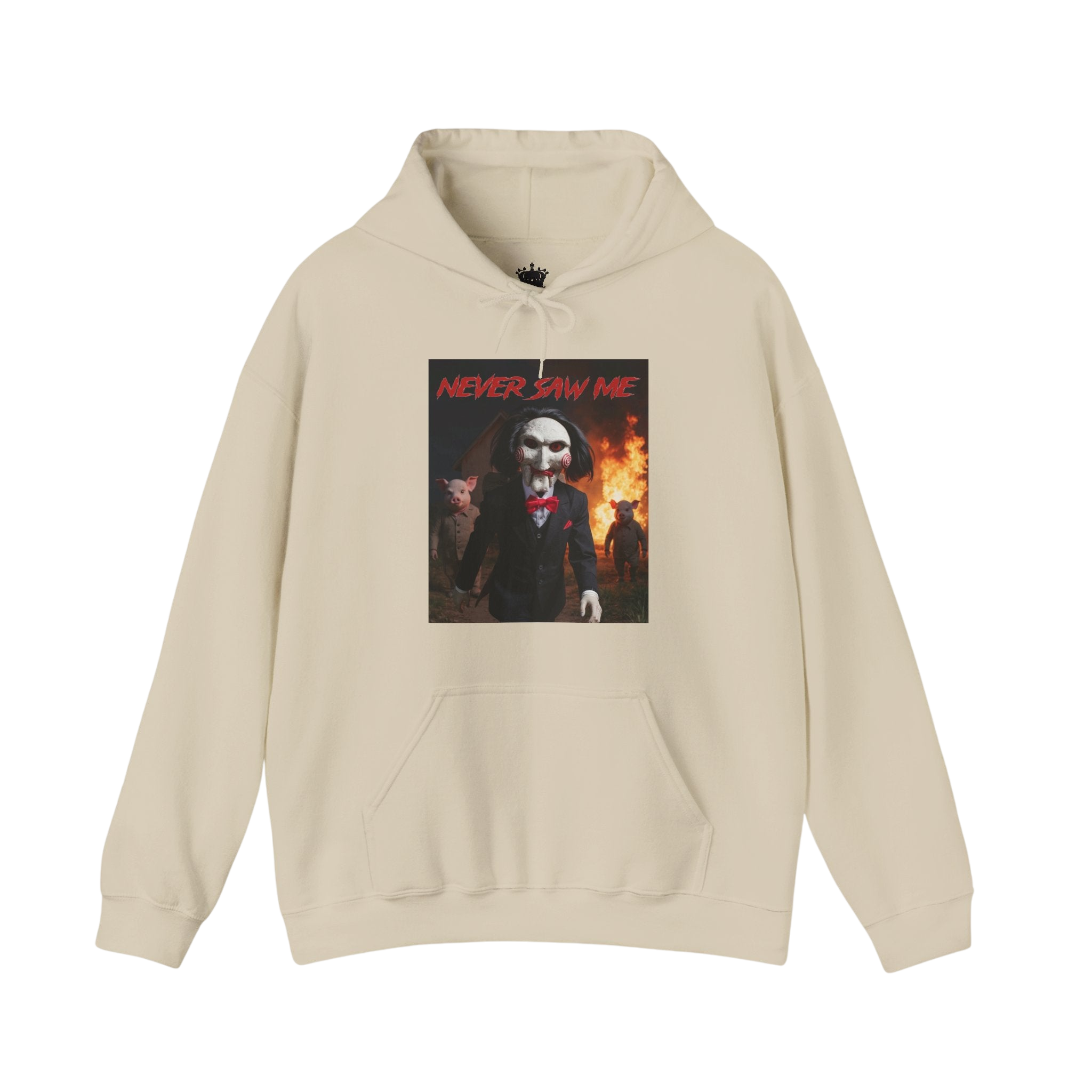 Never Saw Me Hooded Sweatshirt with Horror Design - Unisex Apparel