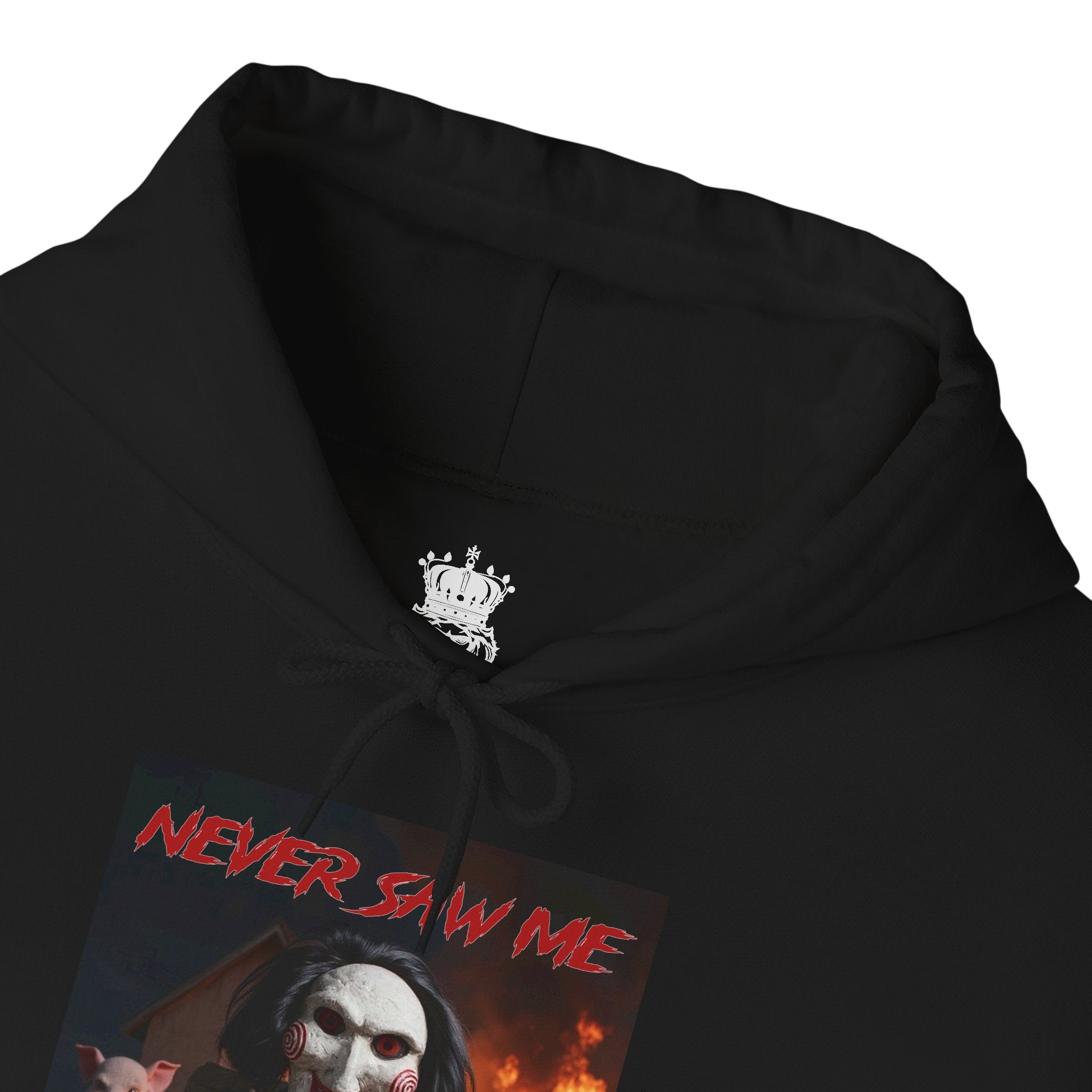 Never Saw Me Hooded Sweatshirt with Horror Design - Unisex Apparel