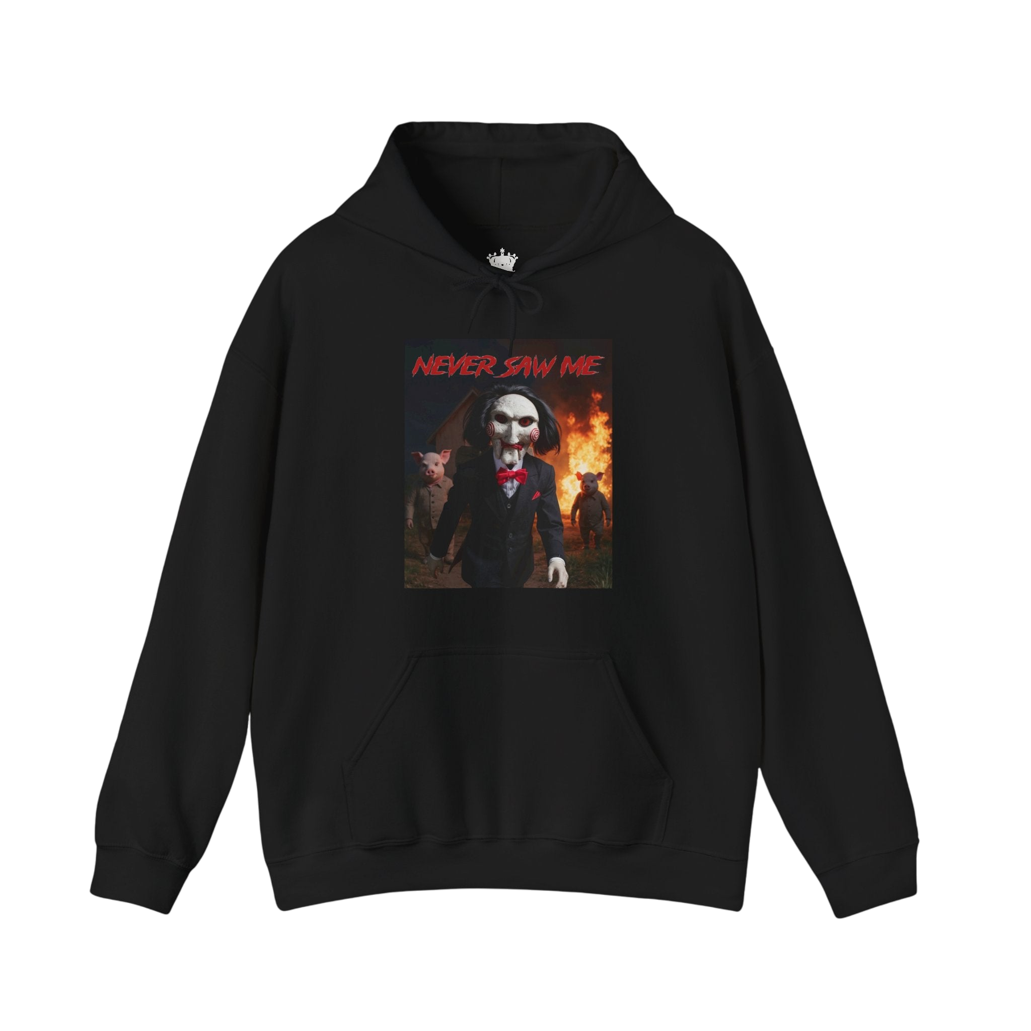 Never Saw Me Hooded Sweatshirt with Horror Design - Unisex Apparel