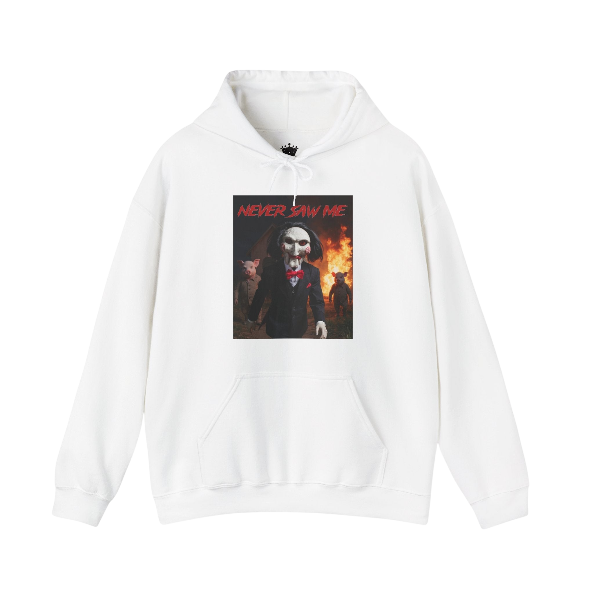 Never Saw Me Hooded Sweatshirt with Horror Design - Unisex Apparel