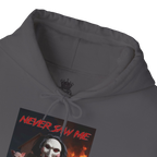 Never Saw Me Hooded Sweatshirt with Horror Design - Unisex Apparel