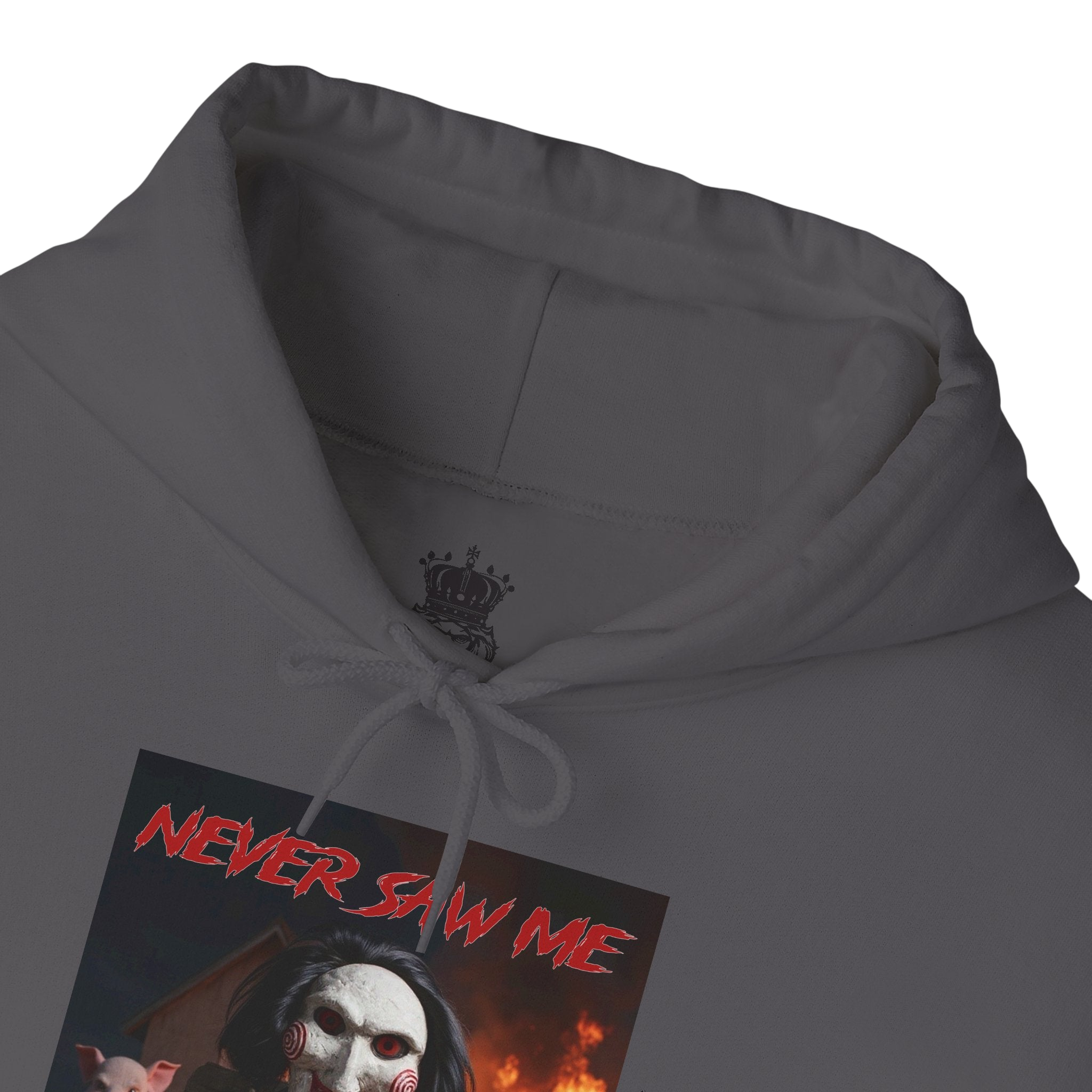Never Saw Me Hooded Sweatshirt with Horror Design - Unisex Apparel