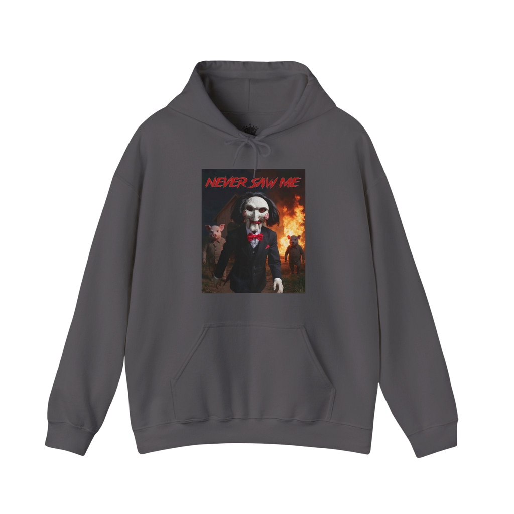 Never Saw Me Hooded Sweatshirt with Horror Design - Unisex Apparel