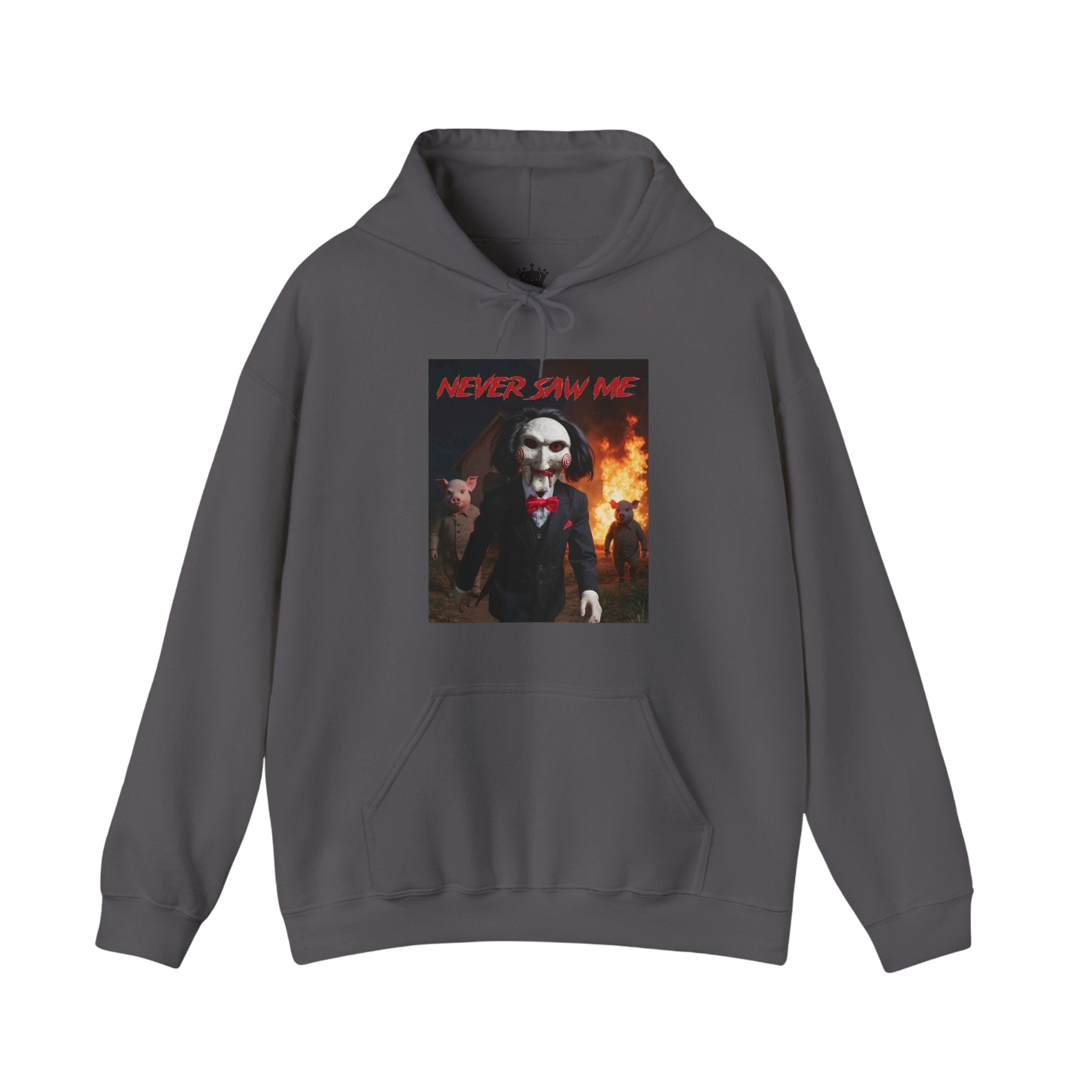 Never Saw Me Hooded Sweatshirt with Horror Design - Unisex Apparel