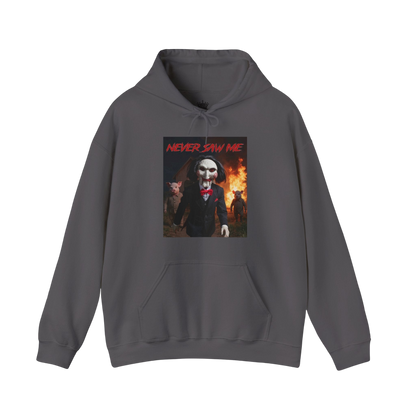 Never Saw Me Hooded Sweatshirt with Horror Design - Unisex Apparel